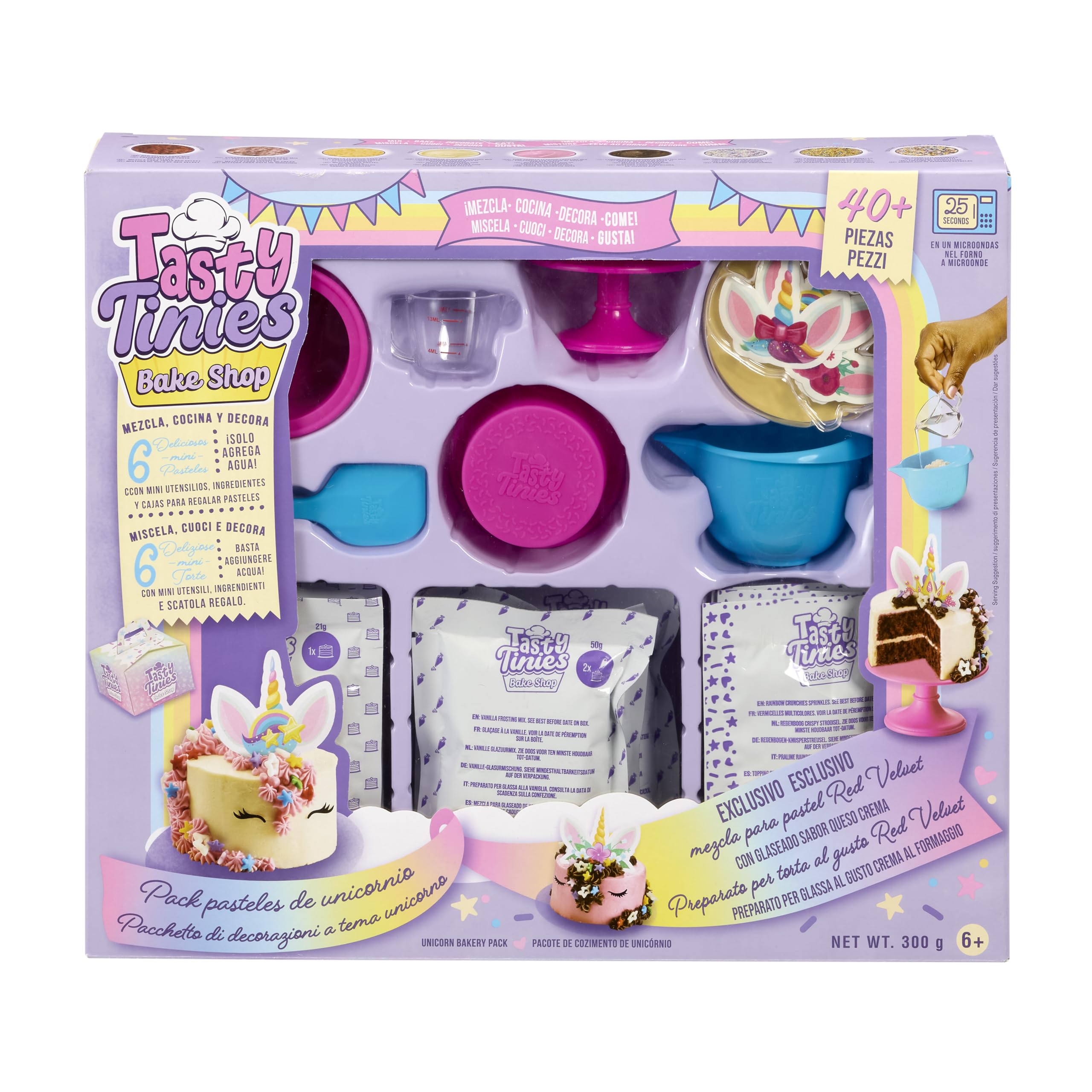 Unicorn Birthday Cake DIY Baking Kit for Kids Ages 6+ - 6 Cake Mixes, Frosting & Sprinkles Microwave Baking Set