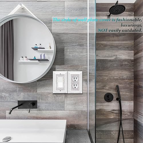 Miniatura 7 de Cubierta para interruptor de luz, bonitas cubiertas para placa de interruptor con purpurina 2023, diamantes de imitación plateados con textura