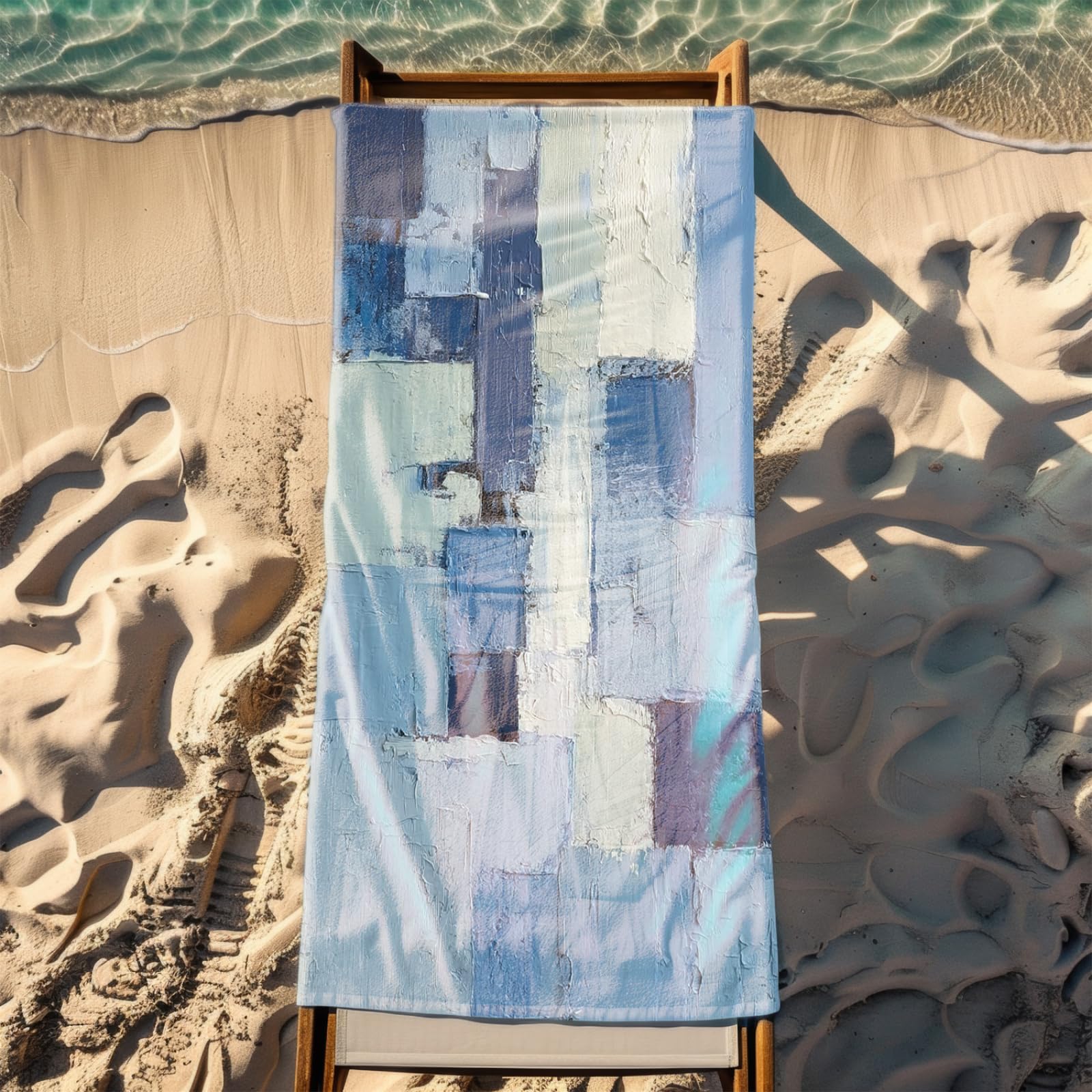 Générique Serviette de Plage XXL Graffiti Bleu Blanc