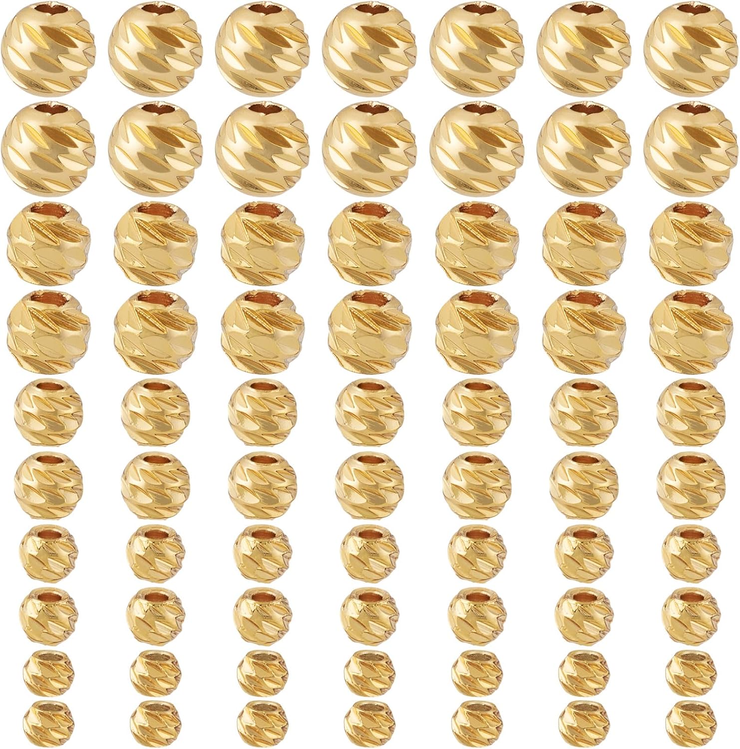 Craftdady 150Pcs Real 18K Gold Plated Spiral Round Beads Golden Metal Spacer Loose Bead Brass Round Beads for DIY Crafts Bracelets Necklaces Earrings Jewelry Making 2-5.5mm,5 Styles - Image 7