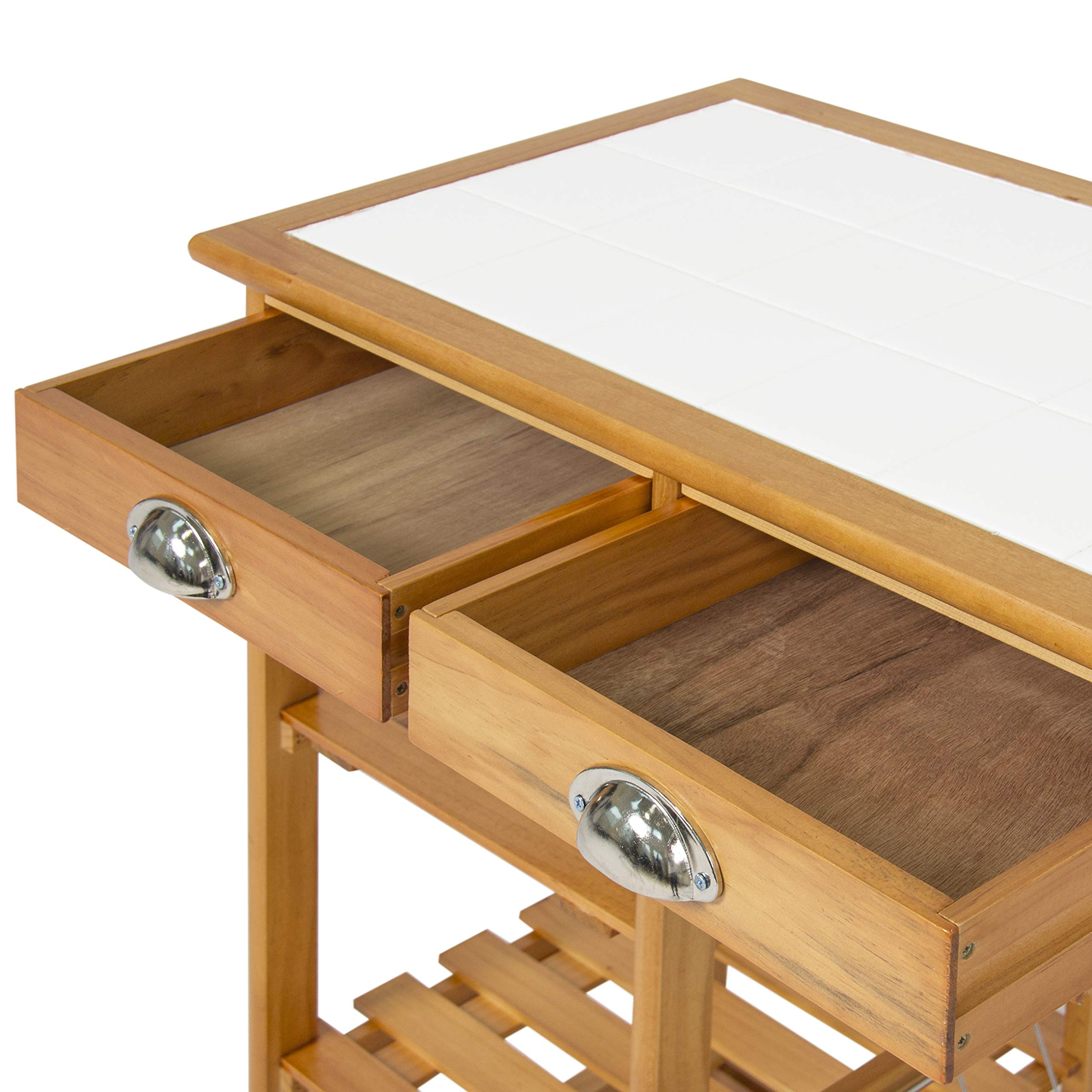 Best Choice Products Wood Kitchen Storage Cart Dining Trolley w