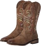 SheSole Fashion Western Country Cowgirl Cowboy Bottes pour femmes carré Toe Mid Calf faux cuir brodé Tir sur les onglets