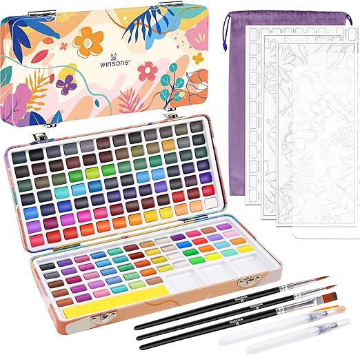 138 Colors Watercolor Paint Set, Travel Watercolor Set with Mini Palette, Brushes, and Watercolor Sheets– Non-Toxic, High-Pigment Art Supplies for Artists, Amateur Hobbyists and Painting Lovers