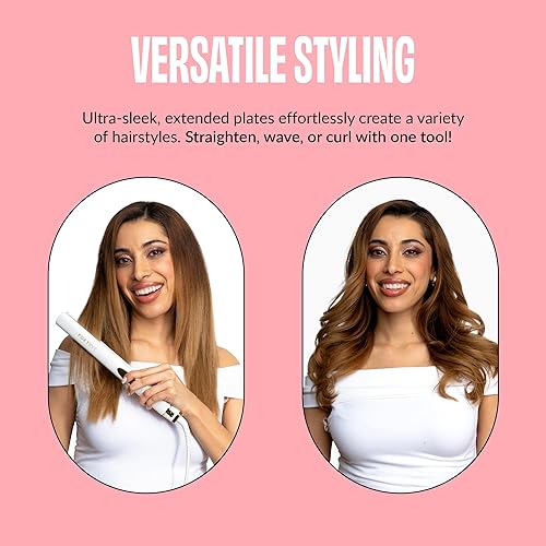 Miniatura 10 de FoxyBae Plancha de pelo de plancha plana  Sleek & Slay Plancha de cerámica de 1.75 pulgadas de ancho  Plancha de pelo profesional portátil de doble