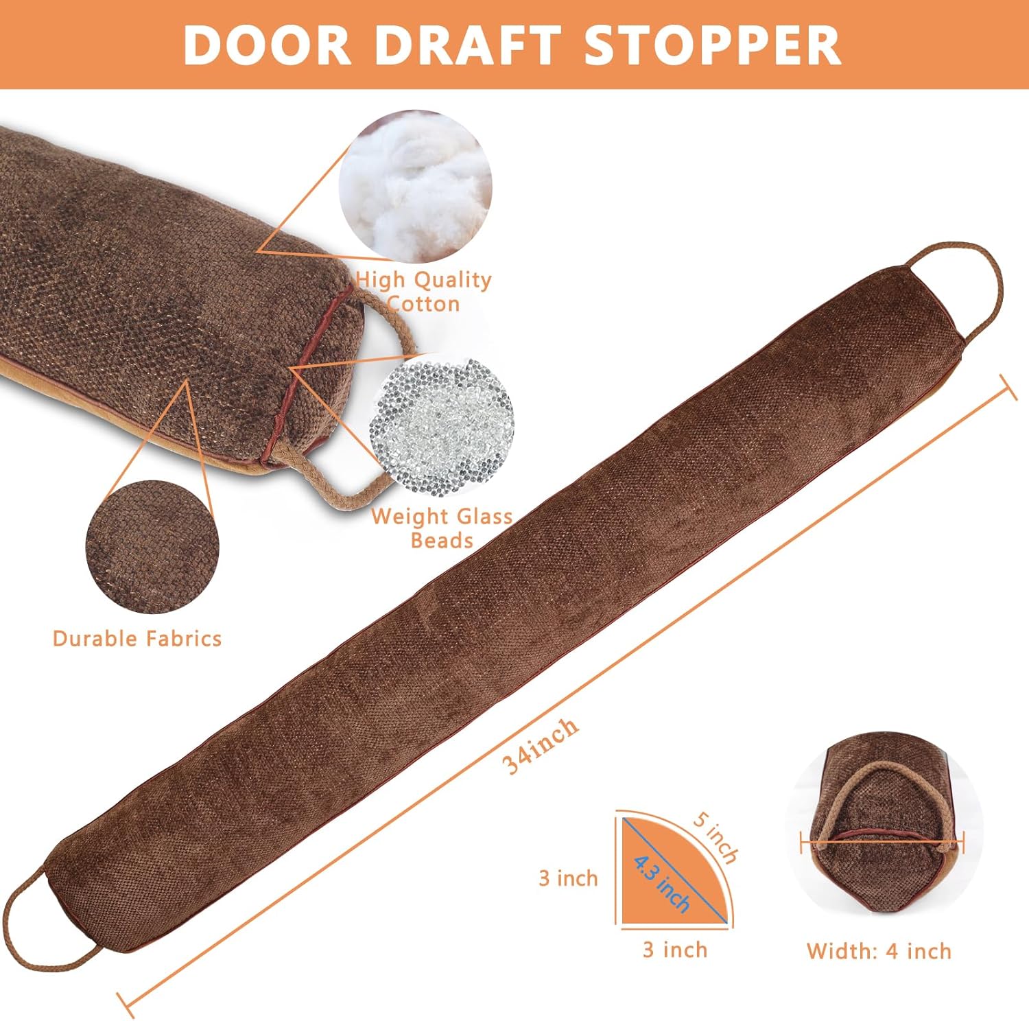 三角形 ドア下ドラフトストッパー ノイズブロッカー 34インチ ドア下部 エアシール 断熱&amp;防音 高耐久 天候ガード スネー