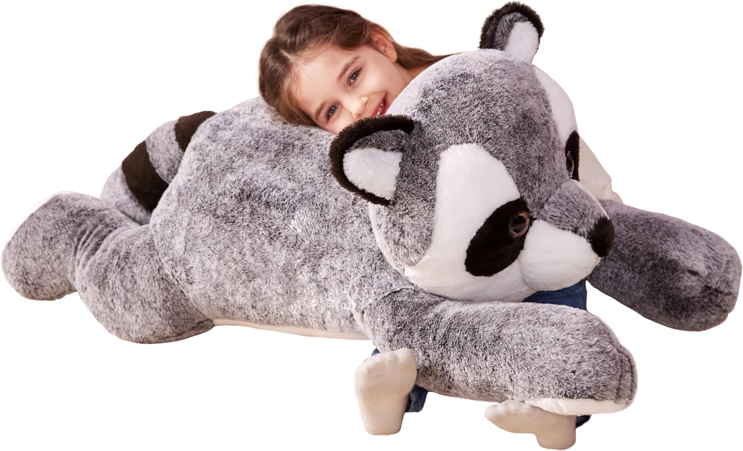 IKASA Giant Raccoon Plush Animal Toys - 78 cm Large Raccoon Cute Fluffy Plush Big Soft Animals Large Size Adorable Gifts for Children Girls Boys (78 cm, Grey)