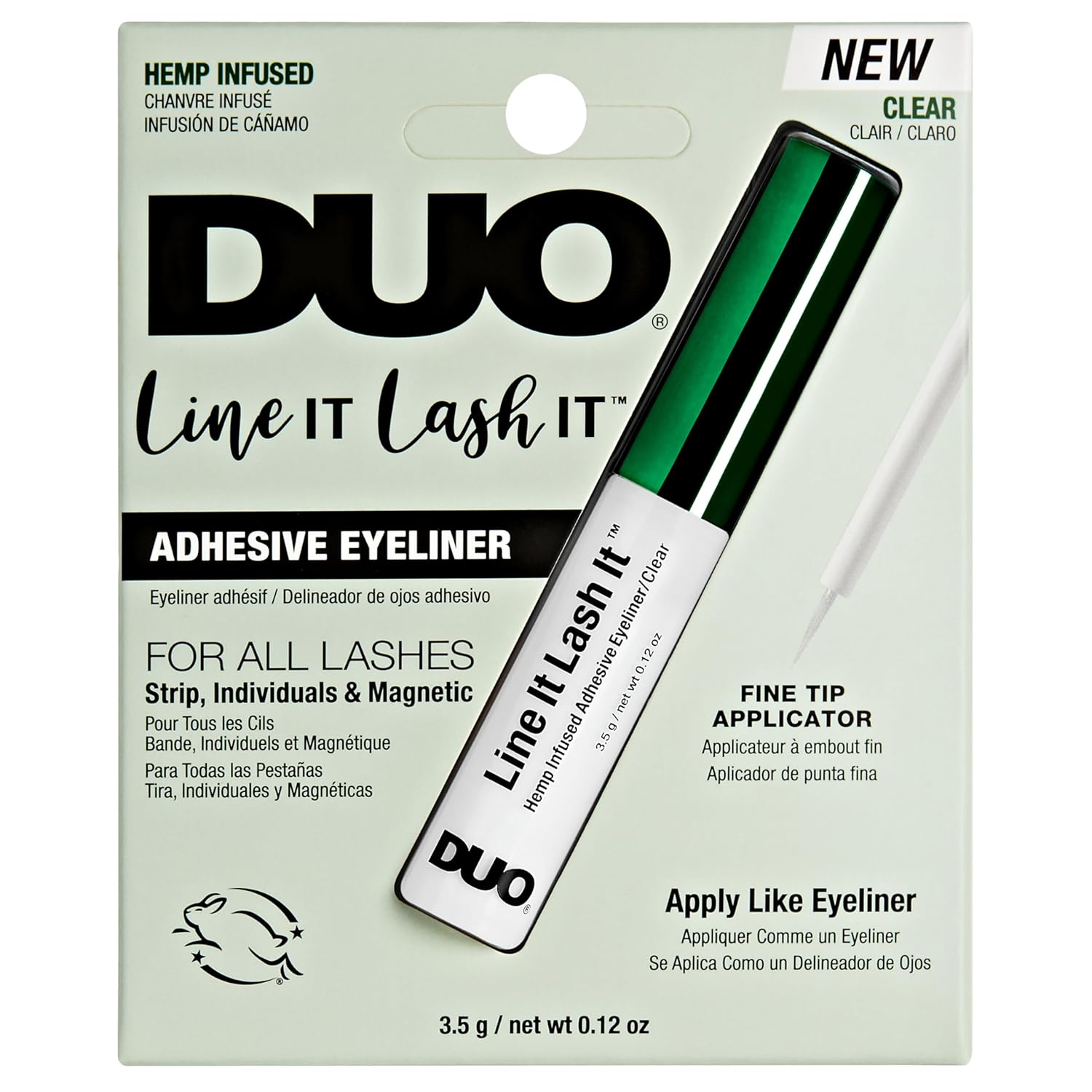 DUO Line It Lash It Clear Lash Adhesive, Hemp-Infused Precision Glue Eyeliner for Strip, Individuals,  Magnetic False Eyelashes, 0.12 Oz