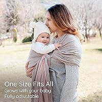 Vista 6 de Portabebés Ring Sling - Probado en laboratorio de EE.UU., 100% muselina de algodón natural, transpirable y ergonómico Ring Sling gris rosado