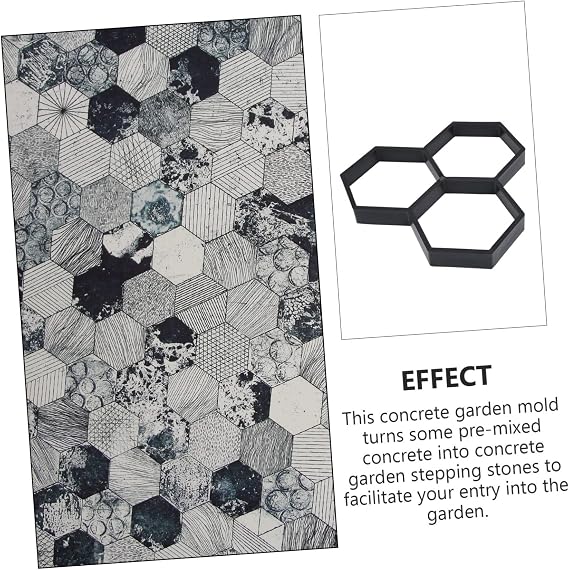Plastic Hexagon Paving Mold, 3 Grid DIY Path Maker for Concrete