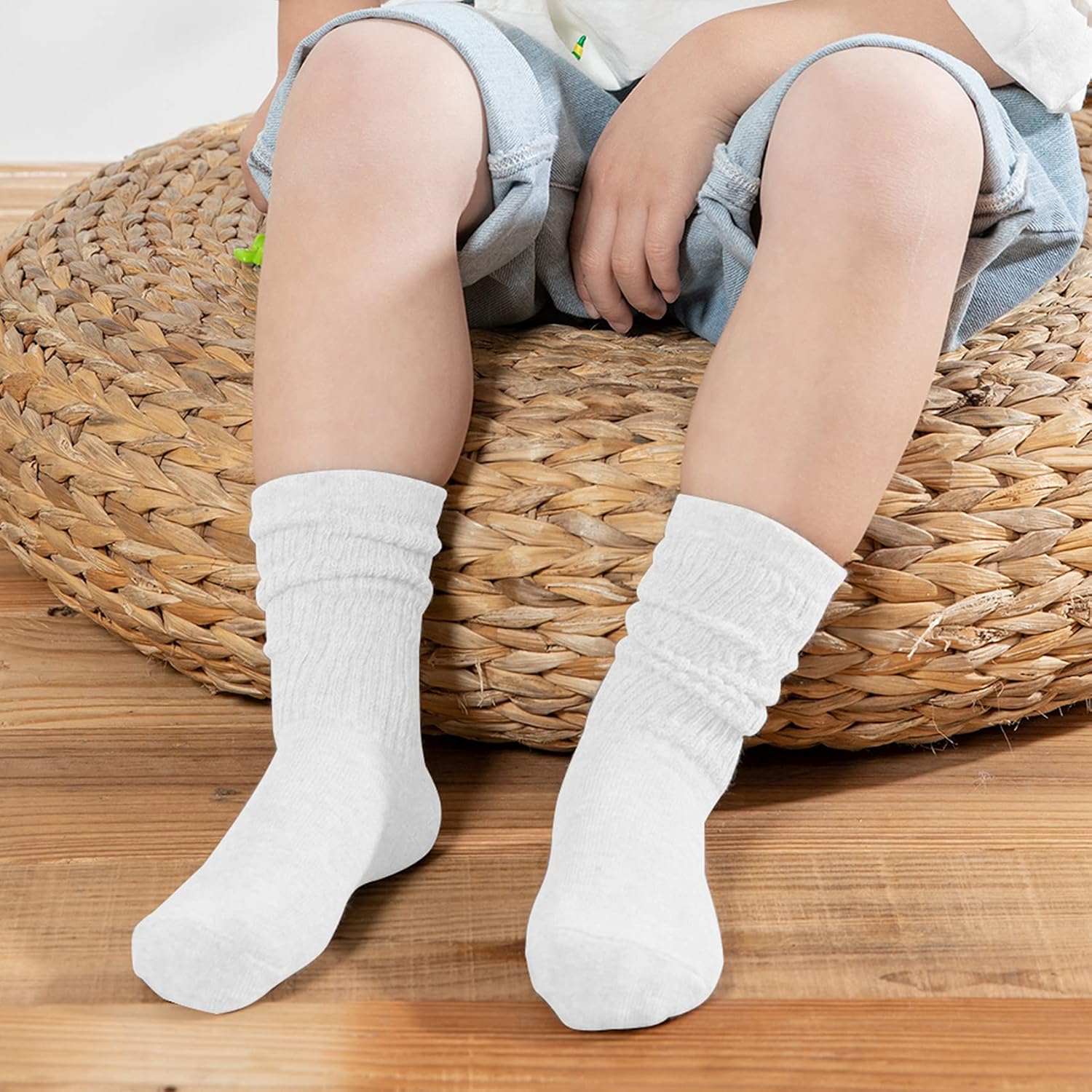 Auranso Girl Slouch Socks 9 Pairs Knee High Socks Kids Long Crew Socks