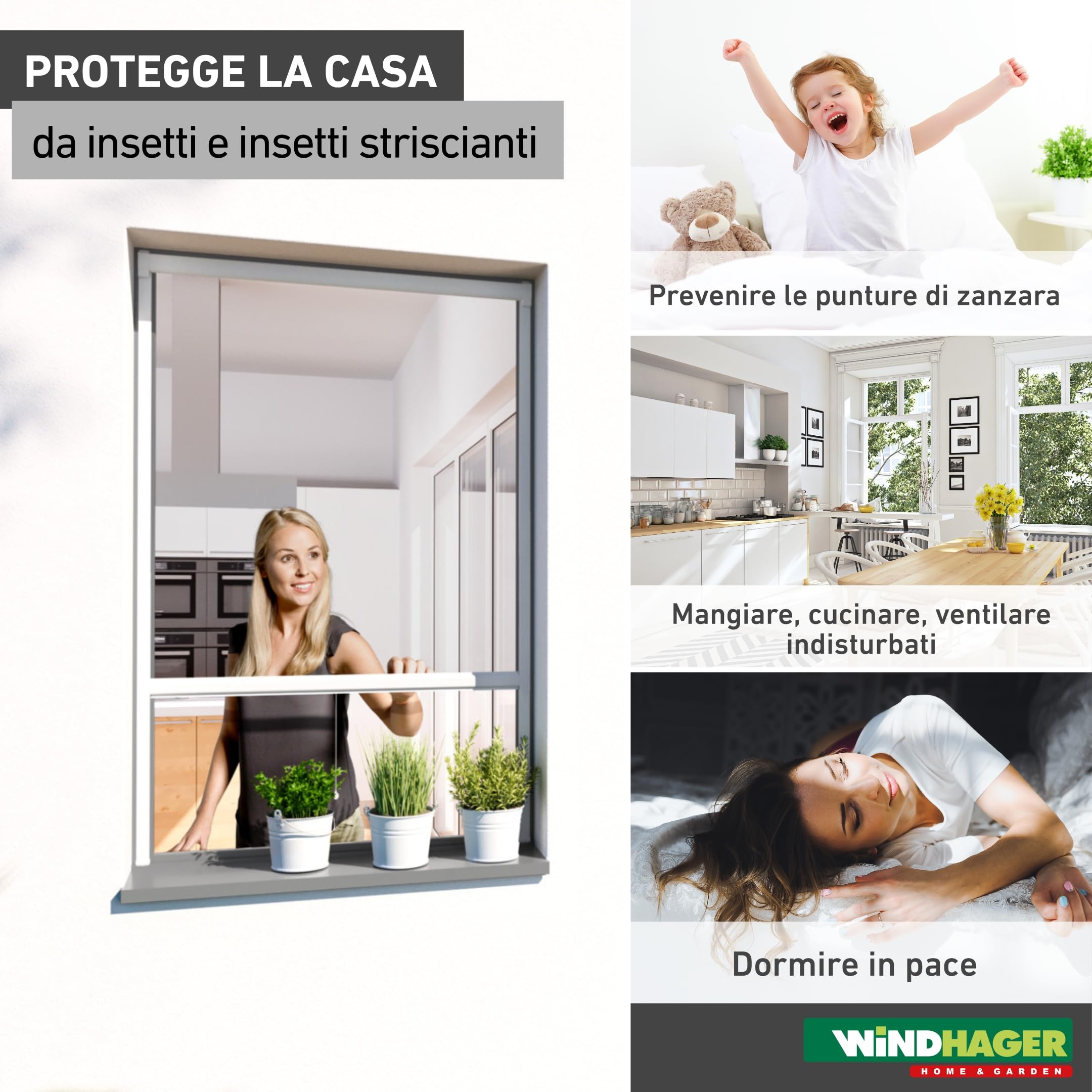 Windhager Tenda a Rullo zanzariera, zanzariera, Telaio in Alluminio per finestre, accorciabile singolarmente, 130 x 160 cm, Bianco, 038768