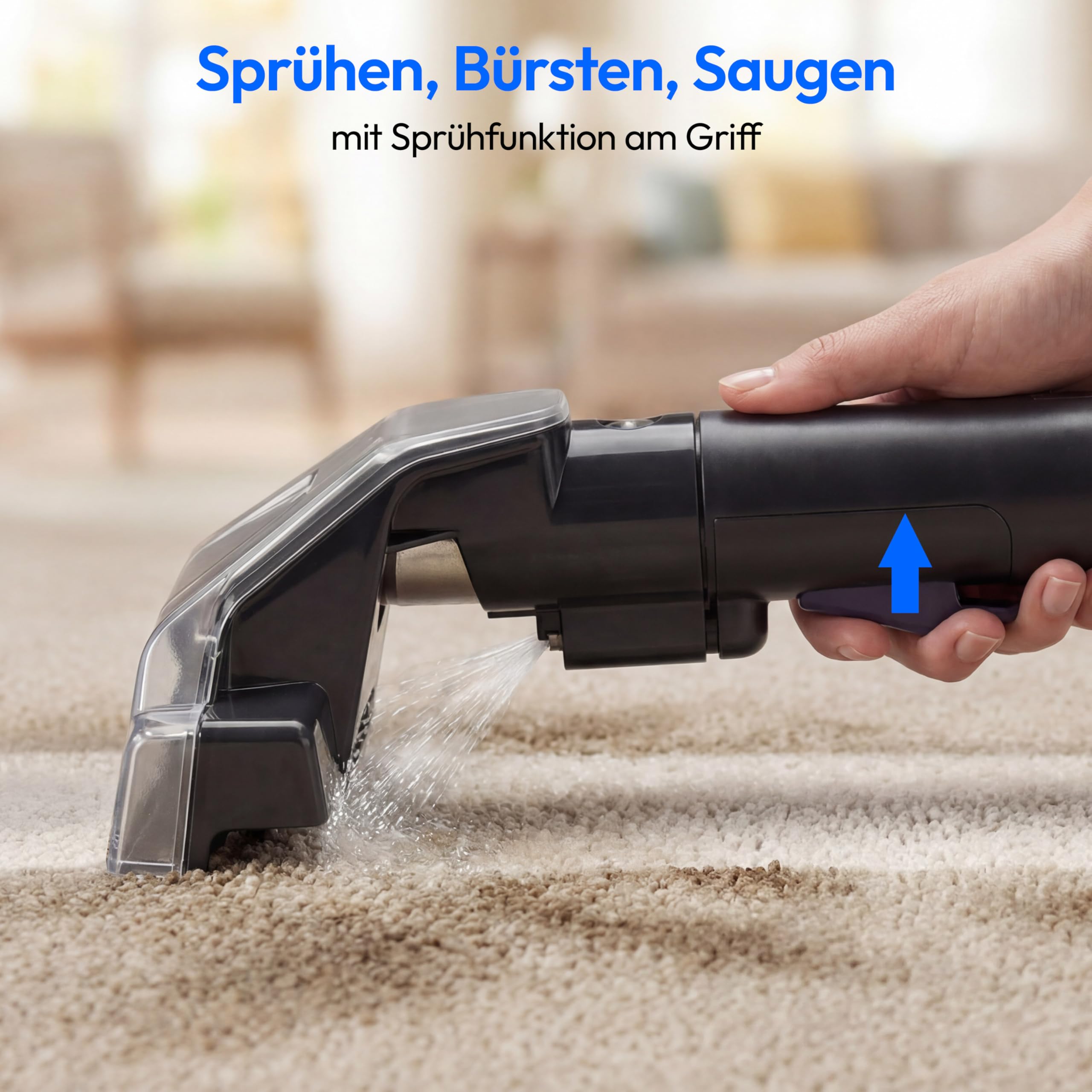 MEDION E10 UC Polsterreiniger Gerät Waschsauger (Nasssauger für Polster Teppiche Autositze, 750 Watt, Frisch und Schmutzwassertank, Fenster-Aufsatz, MD100122)