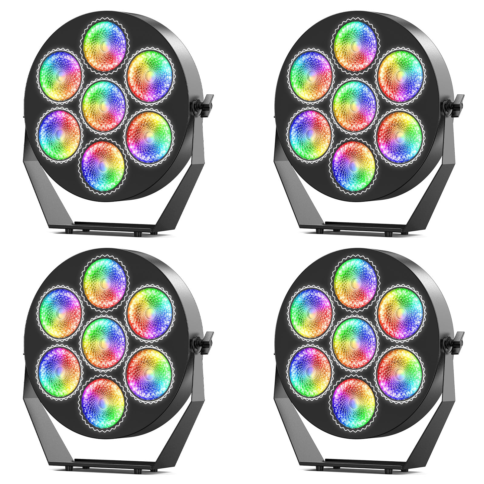 4PCS Luz LED RGB para Escenario, Foco LED Par de 250W con Activación por Sonido, Foco Retro con DMX y 13/37 Canales para Teatro, Bodas, Representaciones Teatrales, Bares, Navidad
