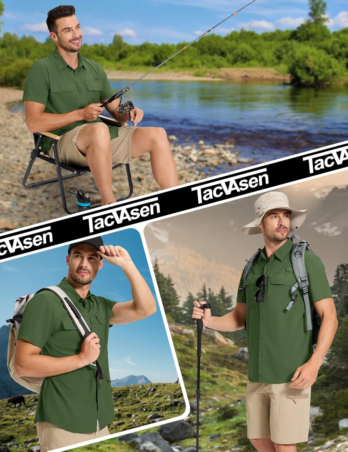 TACVASEN Fishing Shirts for Men Cool Hiking Shirt Button Up Short Sleeve SPF UPF 50+ Sun Shirt Quick Dry for Tactical - Image 2