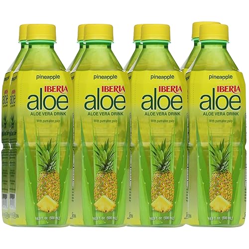 Iberia Bebida de jugo de aloe vera con pulpa de aloe pura, piña, 16.9 onzas líquidas (paquete de 8) disponible en Yaxa Costa Rica