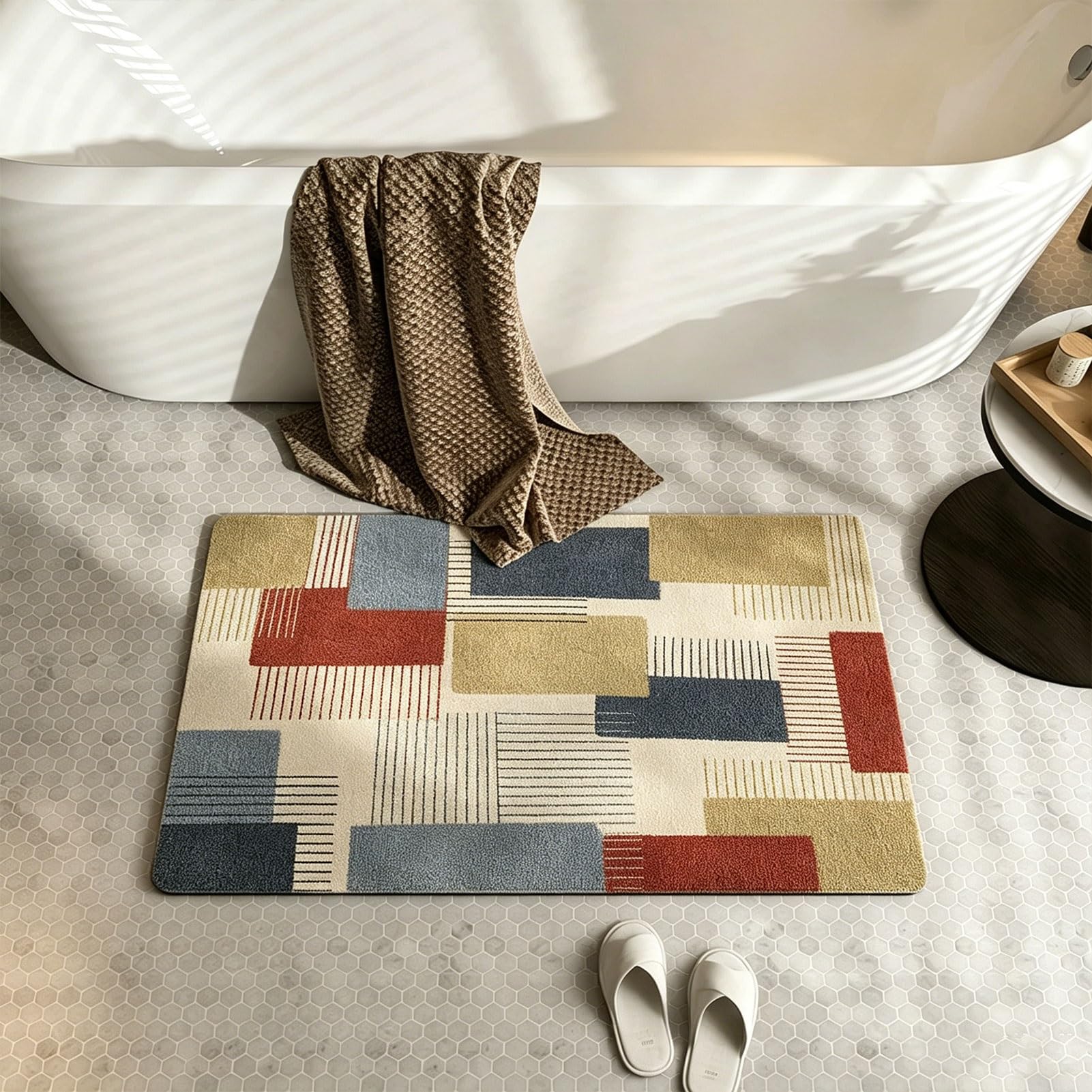 Tapis de salle de bain antidérapant et ultra absorbant lavable 60x90cm