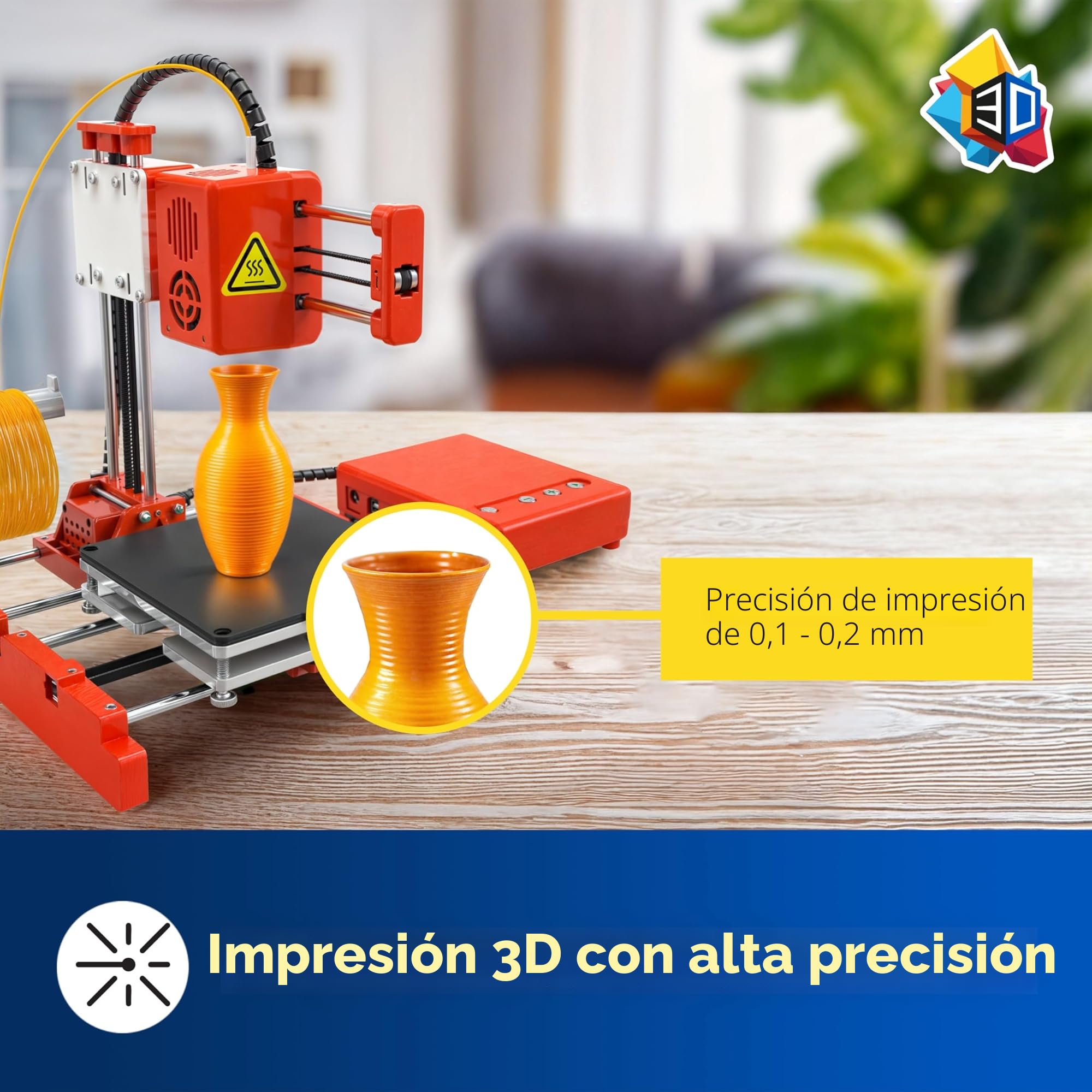 Silvergear® Impresora 3D con Filamento | Impresora 3D Alta Precisión con Superficie de Impresión Magnética Extraíble | Mini Impresora 3D para Principiantes Ligera y Portátil | Kit de Montaje Rápido