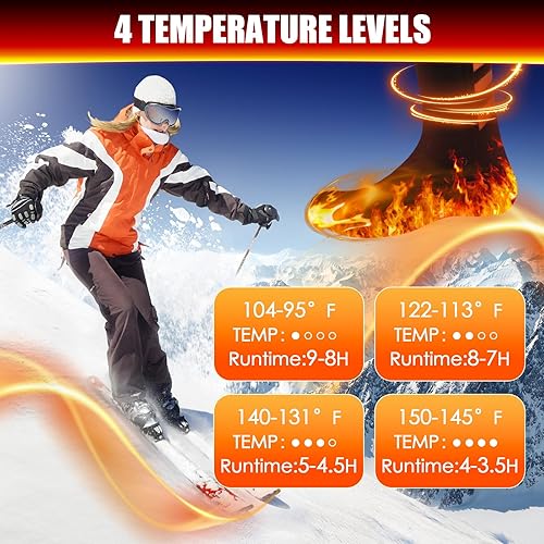 Miniatura 3 de Calcetines térmicos actualizados de 5 V 5000 mAh para hombres, calcetines eléctricos de hasta 8 horas, calcetines de calefacción recargables con 4