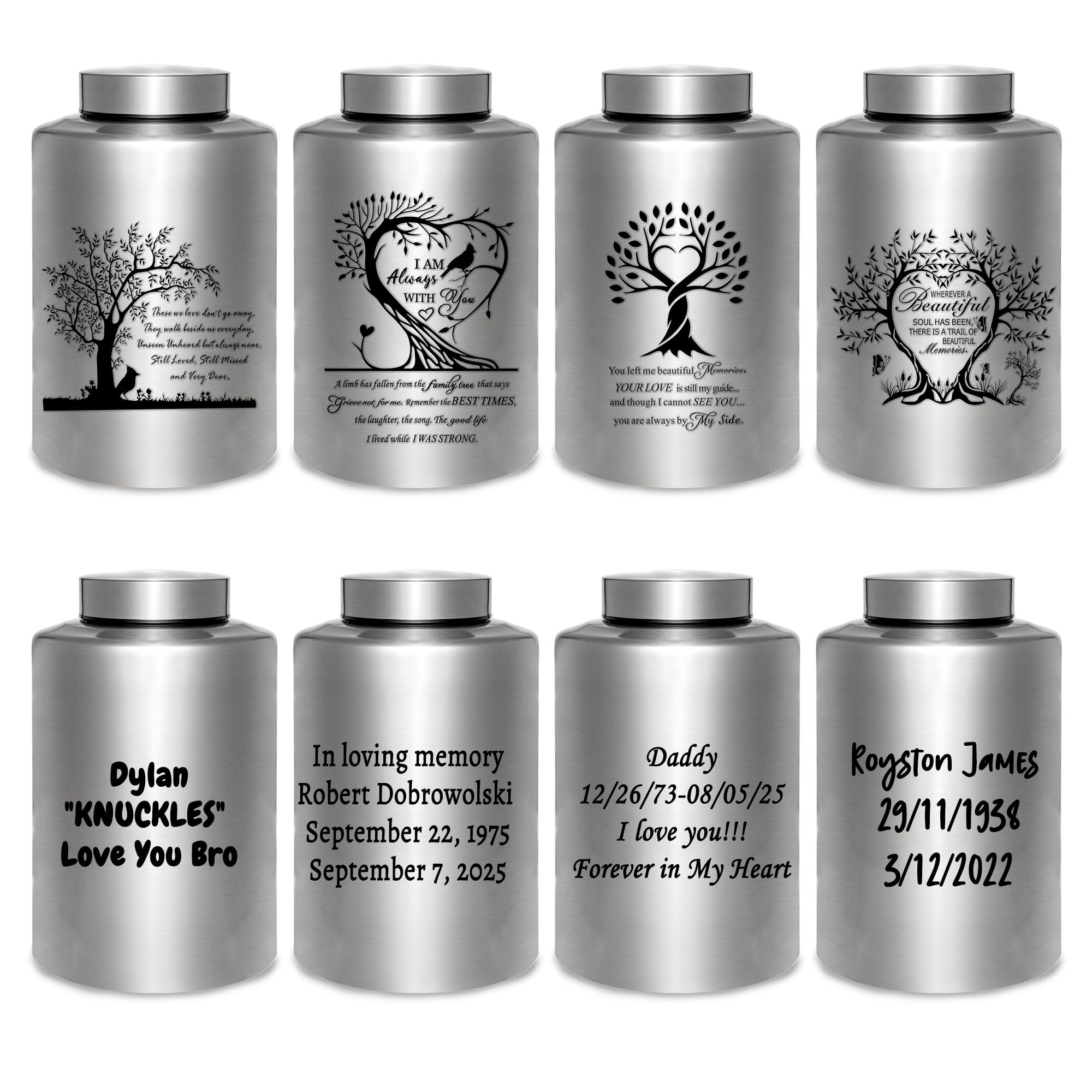 Personalized Urns for Ashes - Custom Engraved Tree of Life Cremation Urn, Large Adult Memorial Urn with Velvet Bag(Custom Text Urn) โ image 1