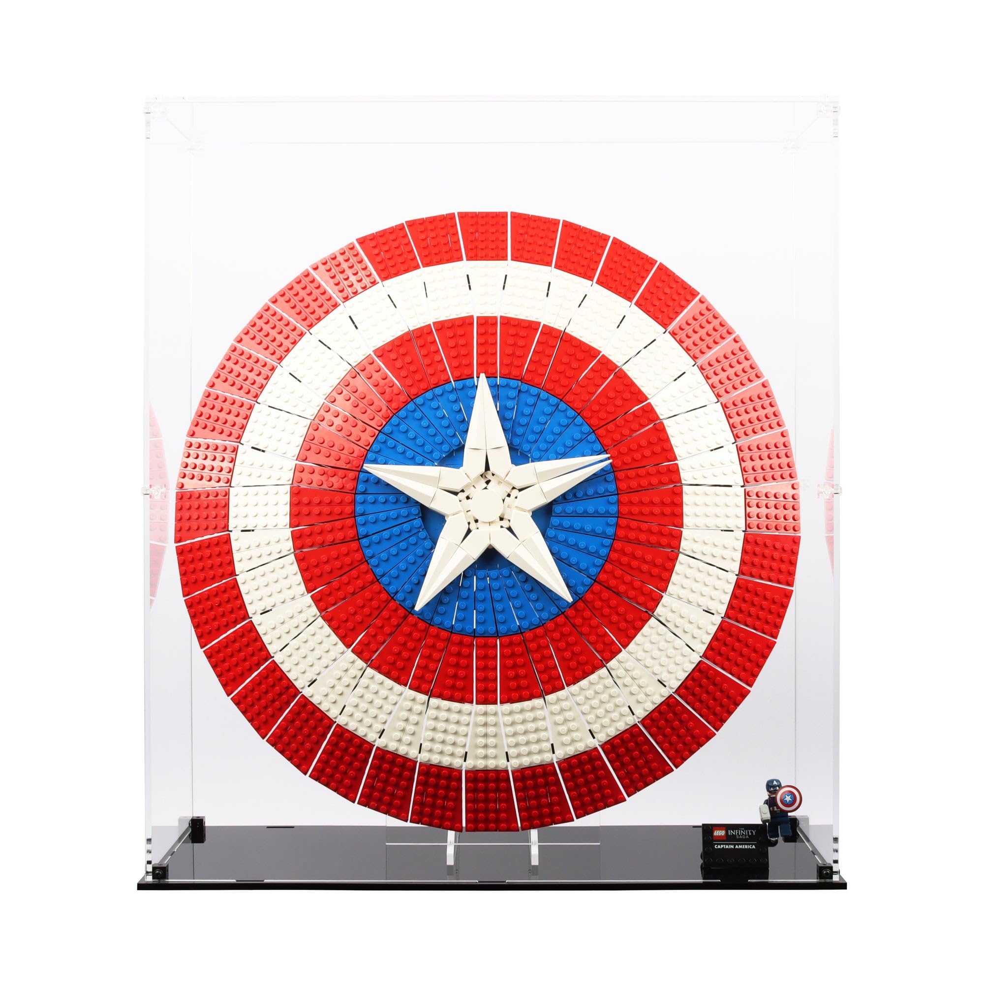 Display Case compatible with Lego 76262 Captain America's Shield - (Clear Back Panel)