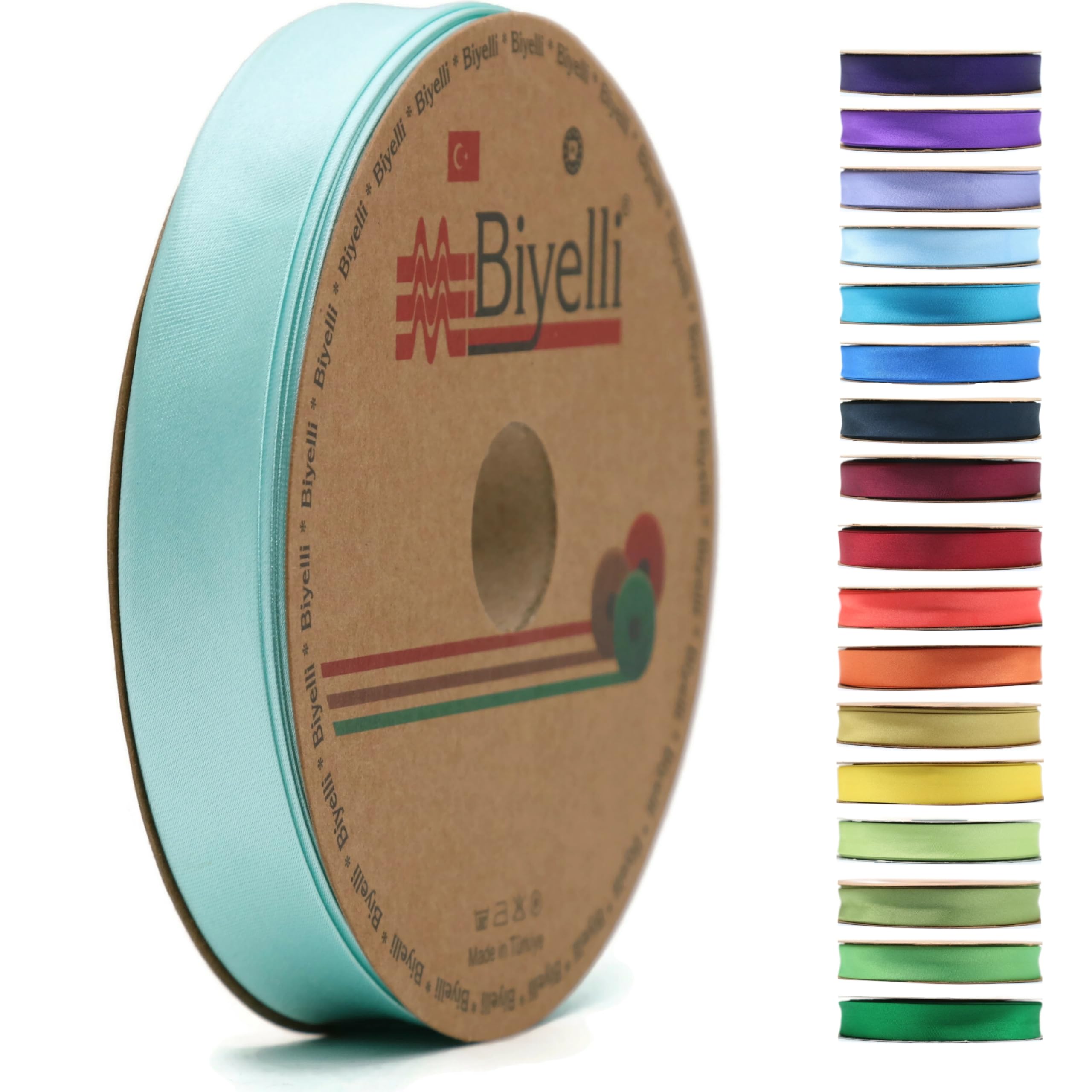 Fold Satin Bias Tape - 99+ Colors - 3/4 Inches Wide - 27 Yards - Fold Satin Binding Bias Ribbon Fabric Piping Bias Binding Tape for Sewing Clothing DIY (10. Mint Blue) BYS10