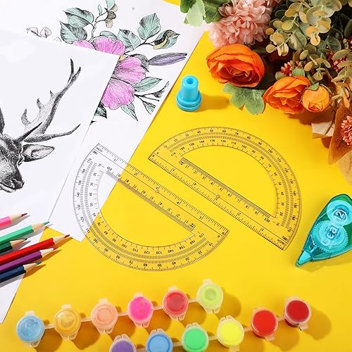 Miniatura 6 de 3 transportadores de plástico a granel, transportadores de matemáticas transparentes a granel, 180 grados, 6 pulgadas, transportadores translúcidos