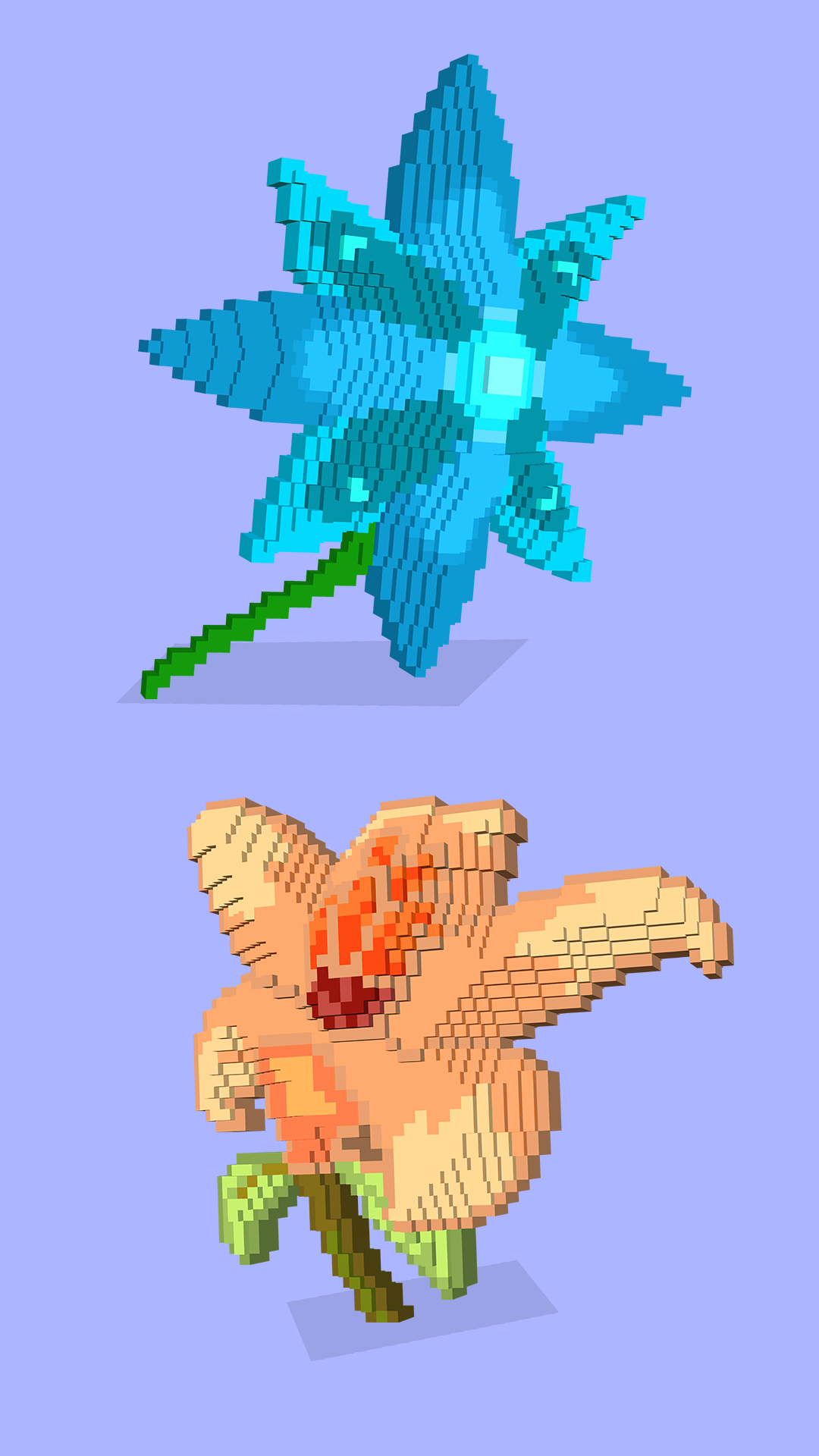 Flower Voxel 3D Color by Number, Pixel Art 3D Coloring for Android