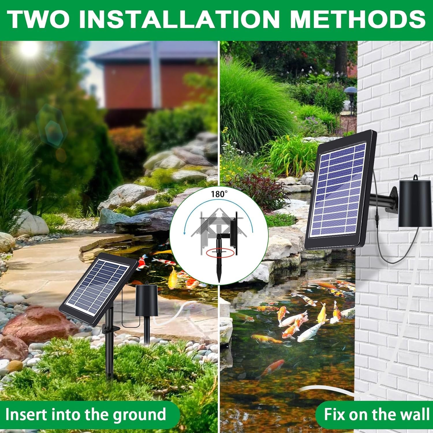 Solar-Belüfter mit Luftpumpe, 3 Modi (18H/36H/72H) – 4 W, 2200 mAh, Blasenregler für kleine Außenbecken