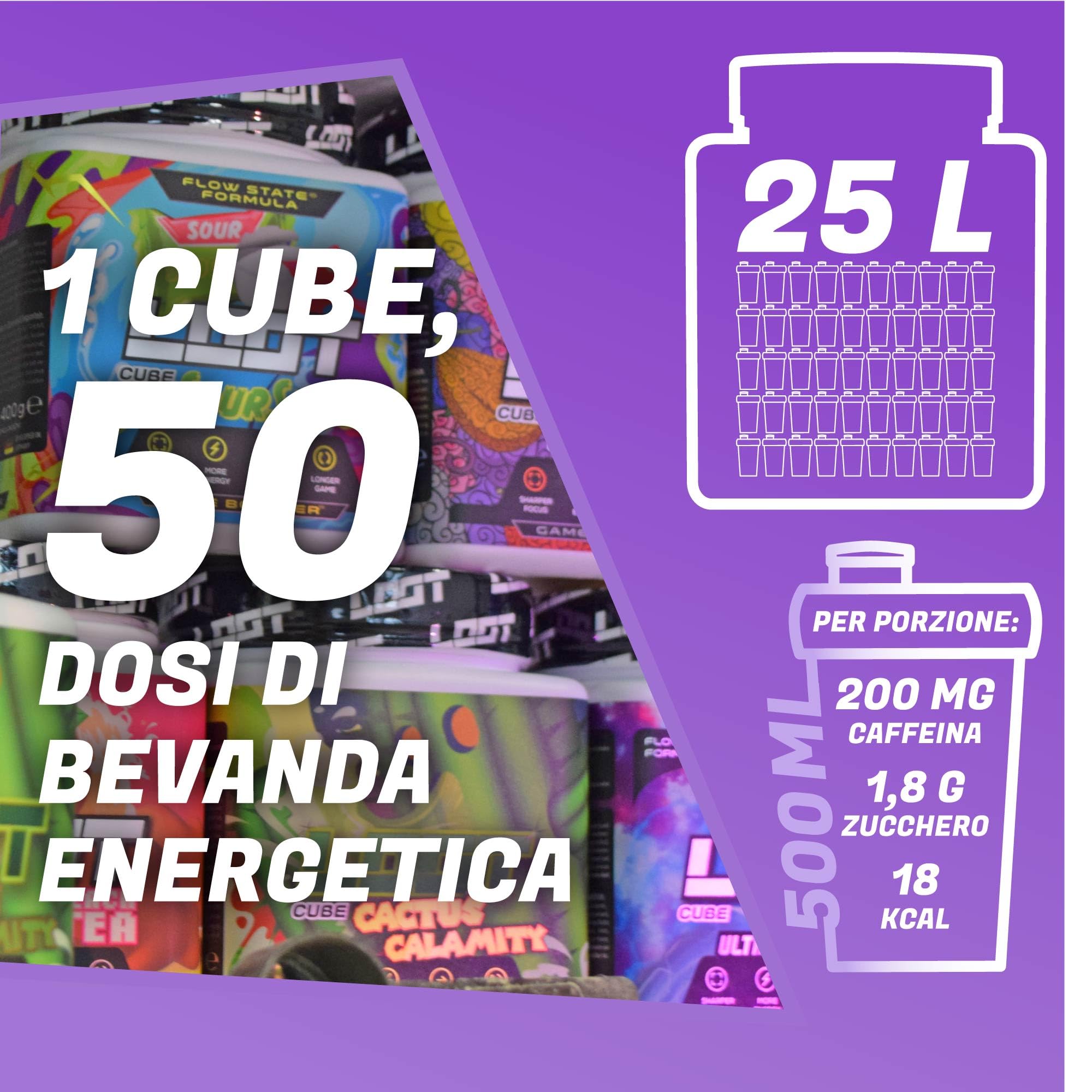 LOOT® - Booster di gioco premium con la formula Flow-State® | 50 porzioni (400g) con caffeina | 20 ingredienti ad alto dosaggio | Design unico | Concentrazione Resistenza Reattività | Lampone raro