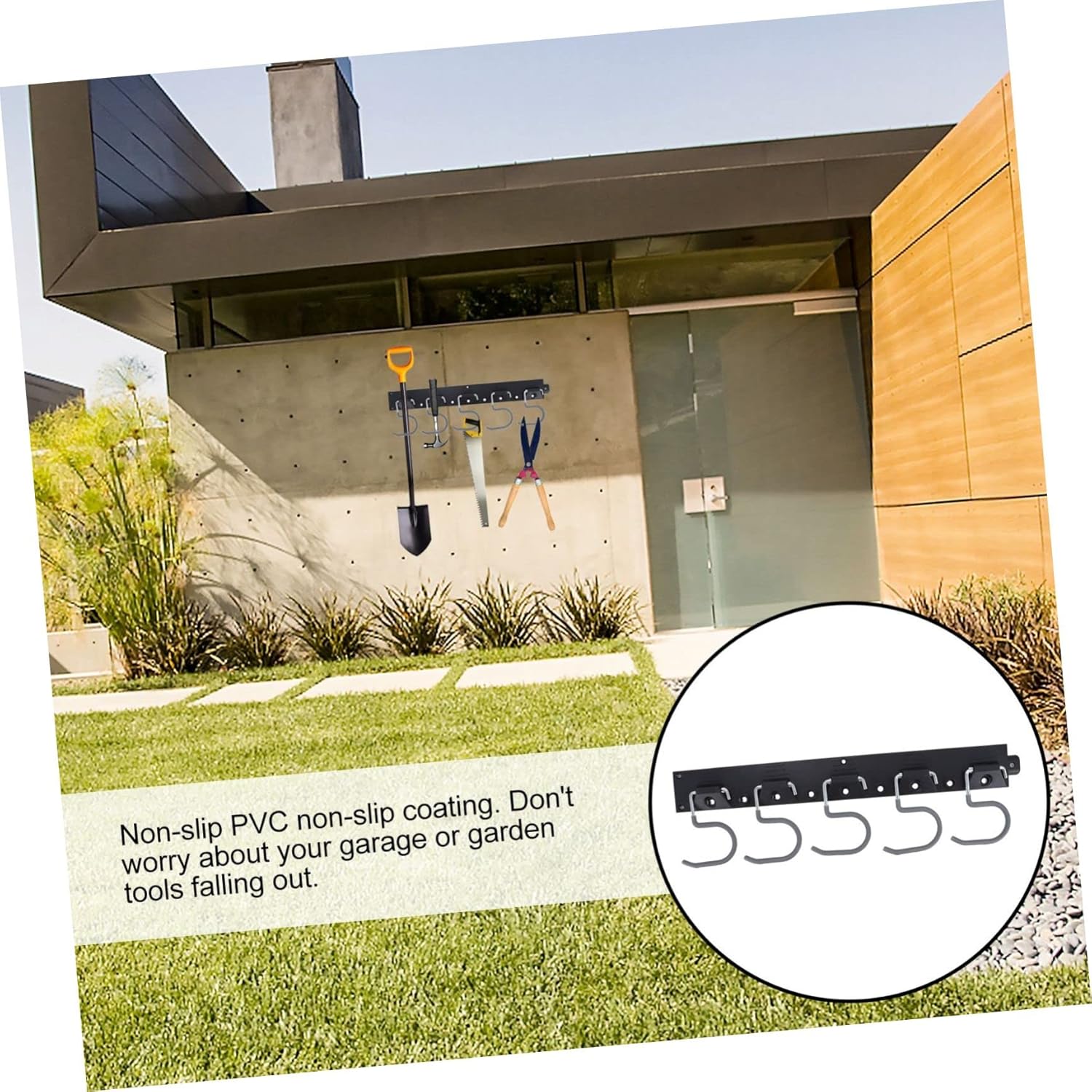 VILLCASE 1set Wall Mount Tool Organizer Non- Coating Strong Hooks for Garden and Garage Storage Versatile Tool Hangers for Brooms Shovels Rakes and More