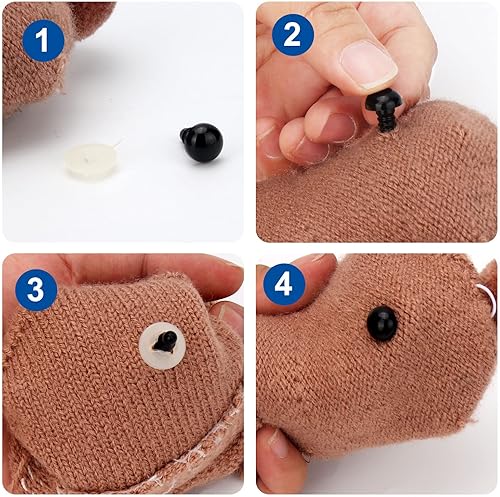 Miniatura 7 de Ojos de seguridad para Amigurumi Crochet de 0.236 pulgadas, 100 unidades, ojos de peluche RuWfpz con arandelas, ojos de plástico para animales de