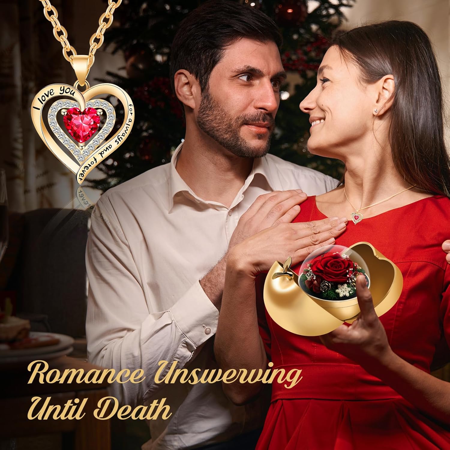 Preserved Real Roses with Heart Necklace - Birthday Gifts for Women, Forever Rose in a Jewelry Box, Eternal Flower Gift Set for Her on Valentines Mothers Day Christmas Anniversary (Red) - Image 7