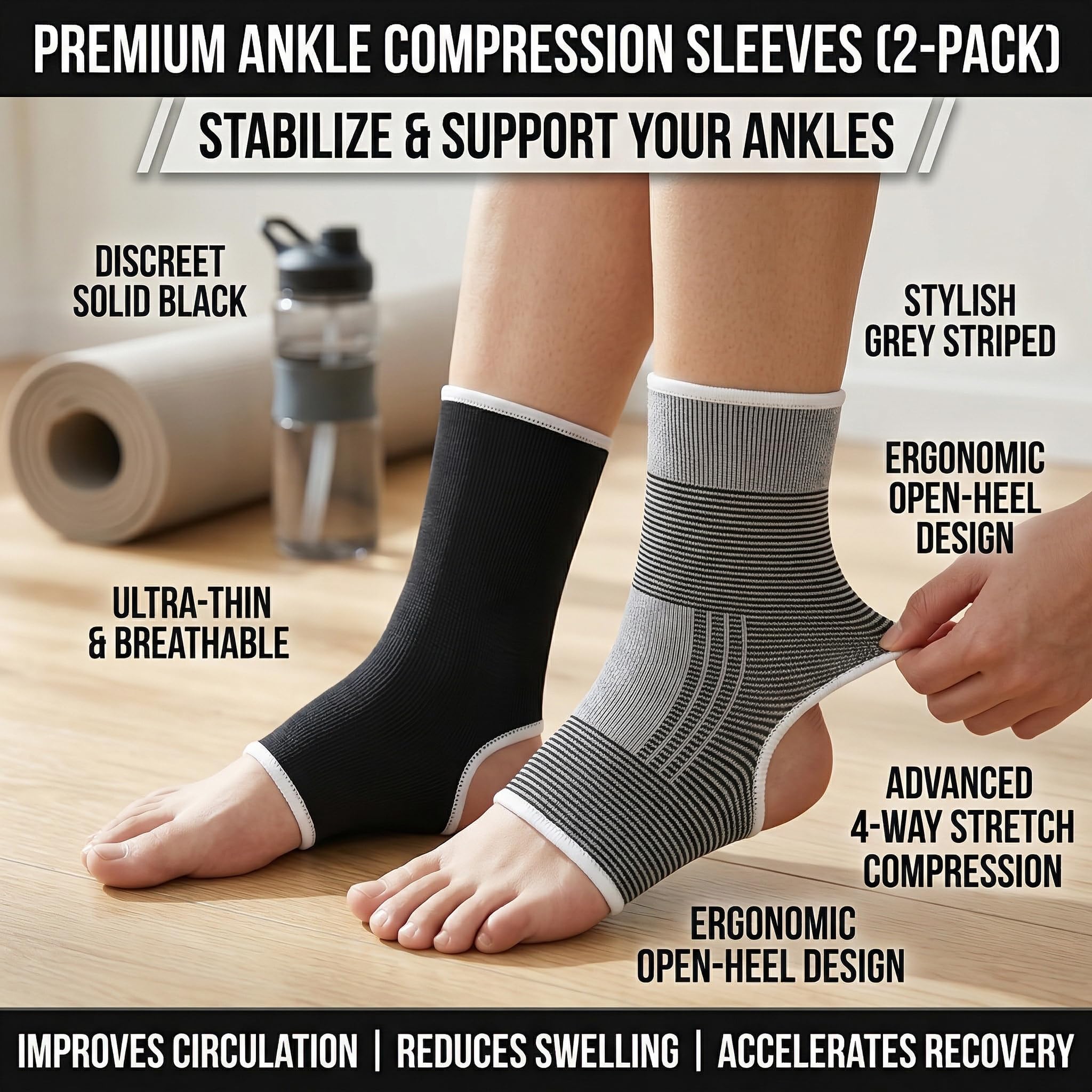 Chevillière Enfant Sport Compression Respirante en Polyester Coton, Bande de Soutien Cheville sans Talon, Chaussette Talon Ouvert, Protection Cheville pour Football Basketball Danse Course Entraî