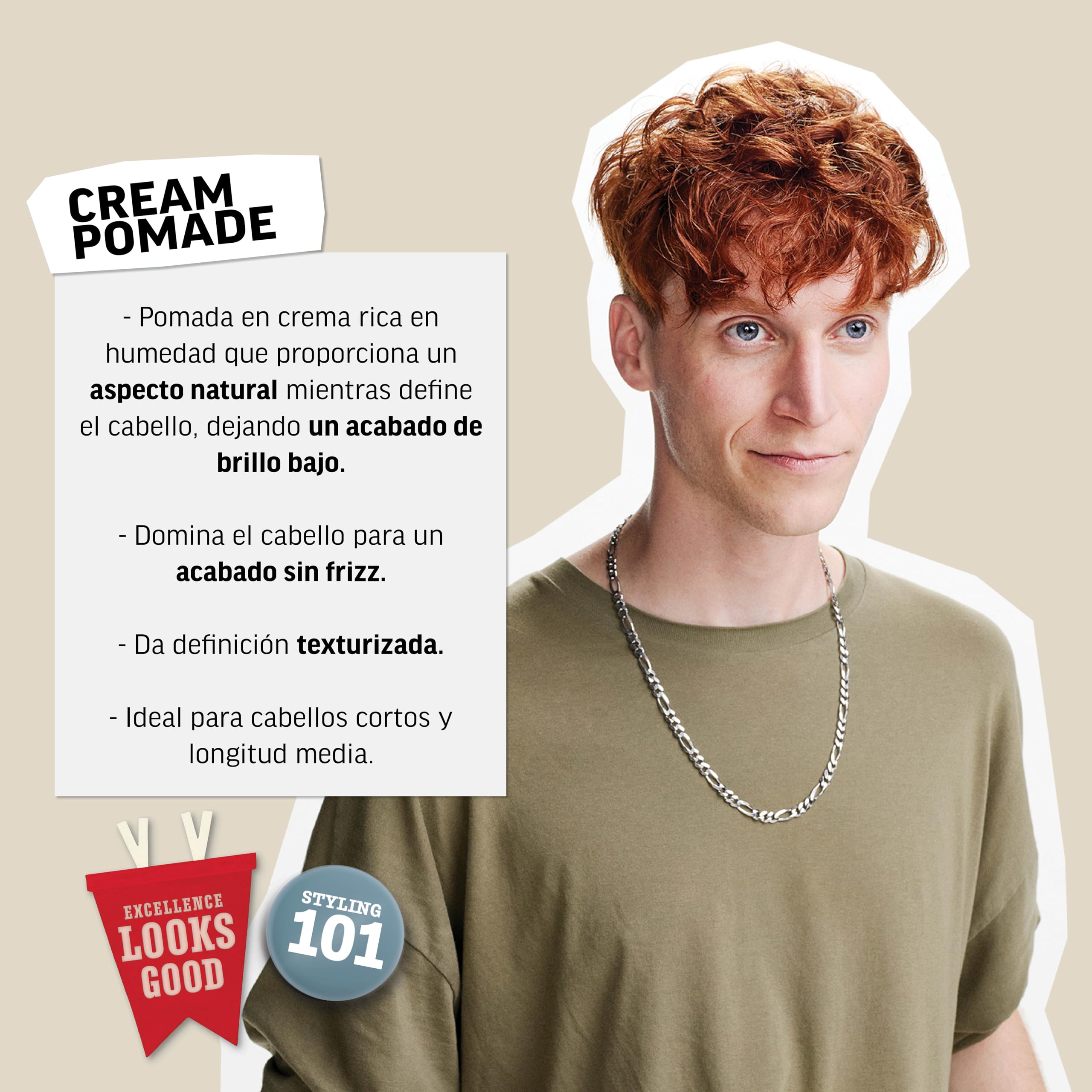 American Crew Cream Pomade, Pomada para el Pelo, Fijación Ligera y Poco Brillo, Acabado Natural, Muy Hidratante para el Cabello, Crema Moldeadora para Controlar el Peinado, 85g