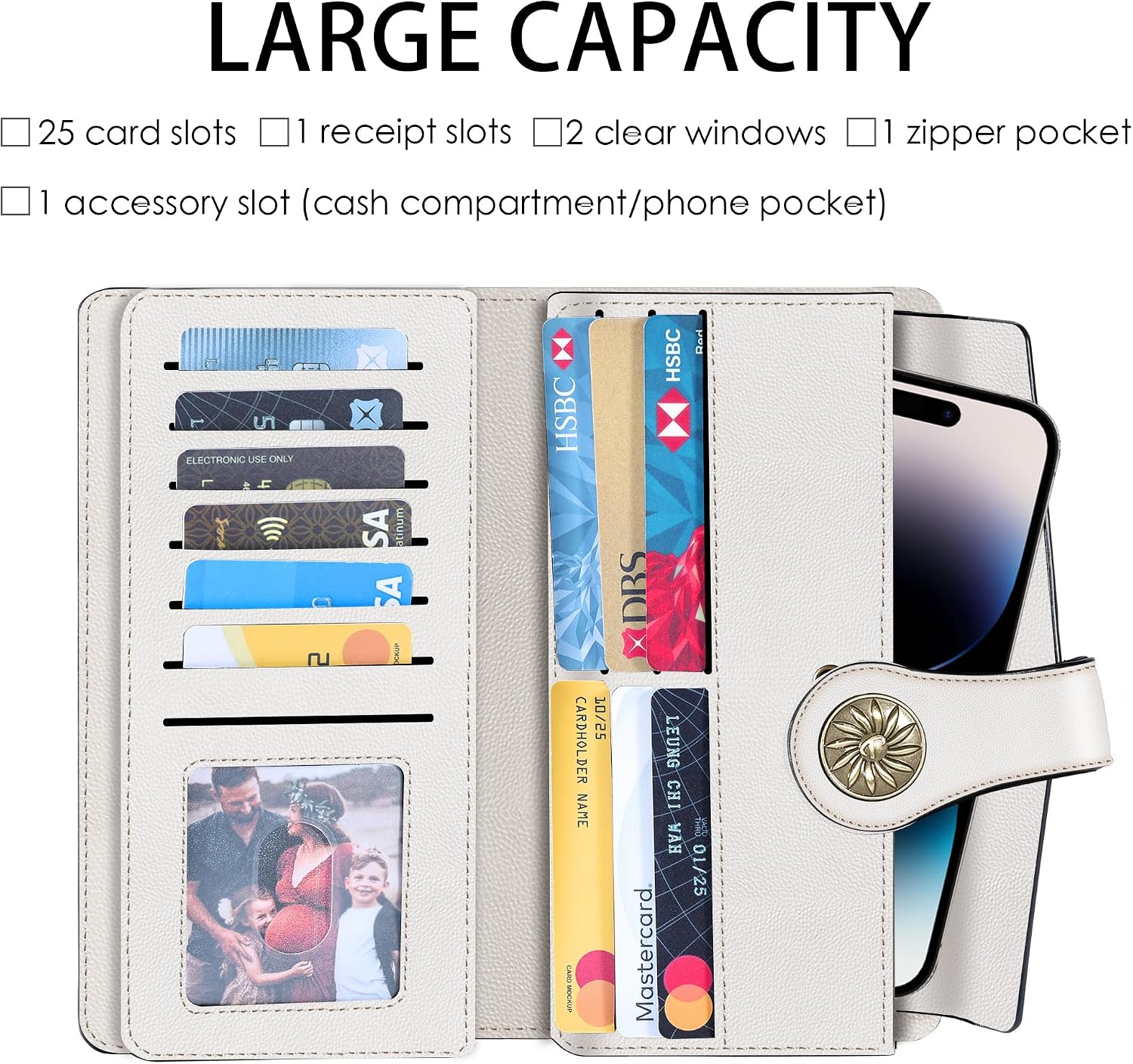 Travelambo Women's Wallet RFID Blocking Trifold Clutch Large Capacity Credit Card Holder Travel Purse image 2