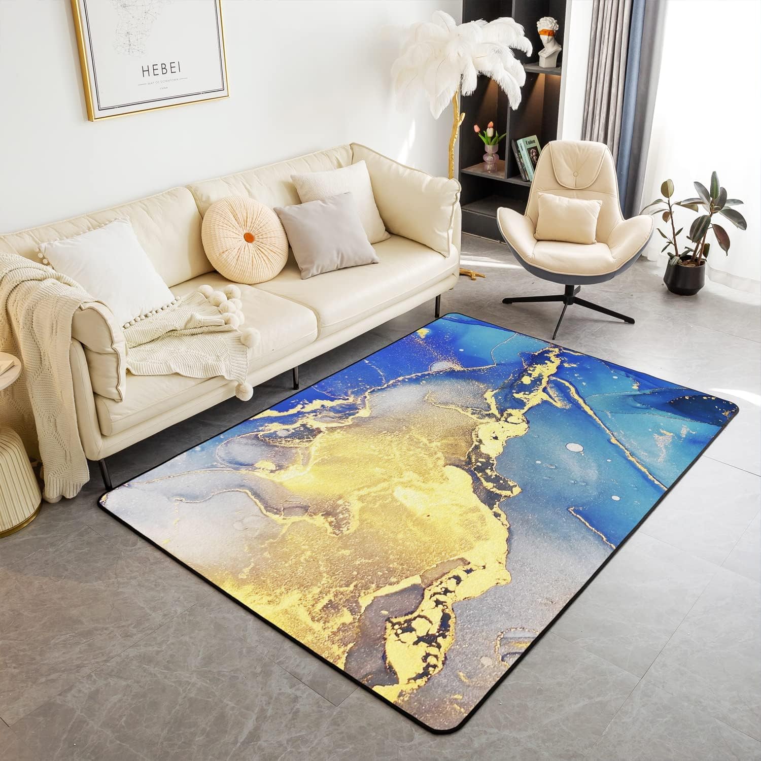 Tapis de salon 3D marbre au cœur de votre pièce de vie chaleureuse en hiver