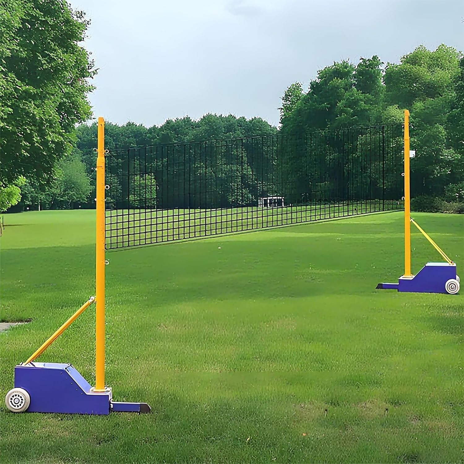 Volleyball Poles for Backyard, Heavy Duty Volleyball Stand with Net for Indoor or Outdoor Use, 5ft-6.8ft Adjustable Height, Badminton Training Set with Wheels,for Adult Kids School