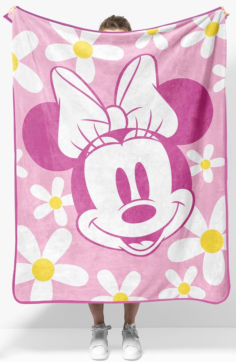 Jay Franco Kids Plush Throw Blanket – Soft & Cozy Fleece Throw for Bedroom & Couch Décor, Official Licensed Product, Pink - Minnie Mouse, 40x50 - Travel Blanket