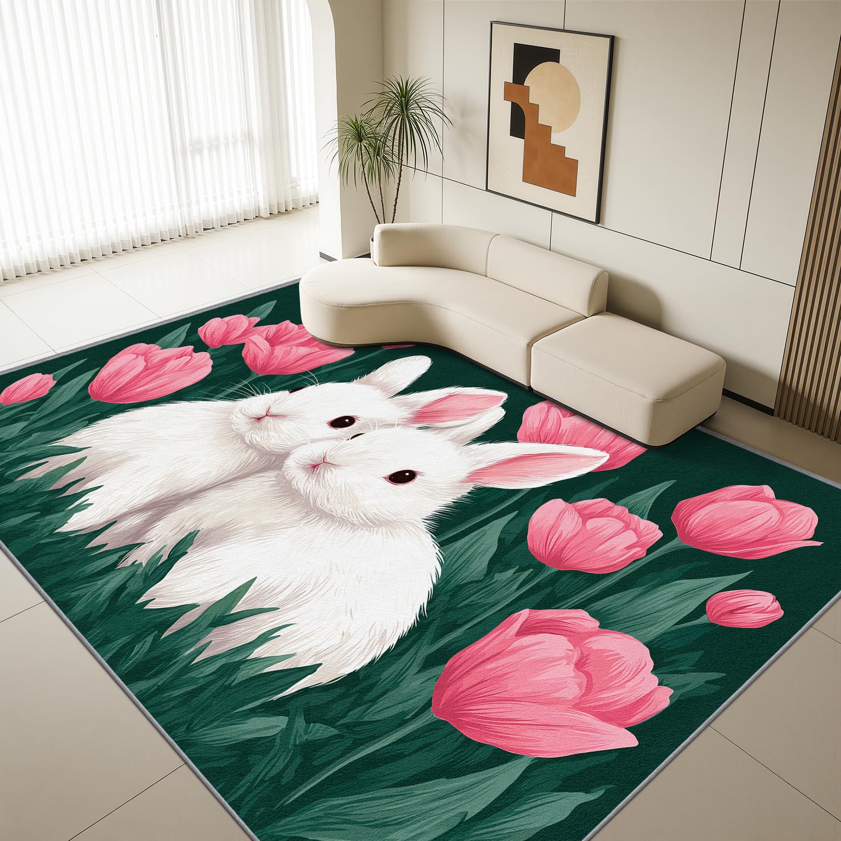 Mistela Hasen Teppich 200x300 cm Tiermotiv