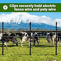 Vista 5 de Paquete de 50 postes eléctricos para cerca, postes de plástico de 40 pulgadas, postes de valla resistentes para patio de jardín, valla de alambre