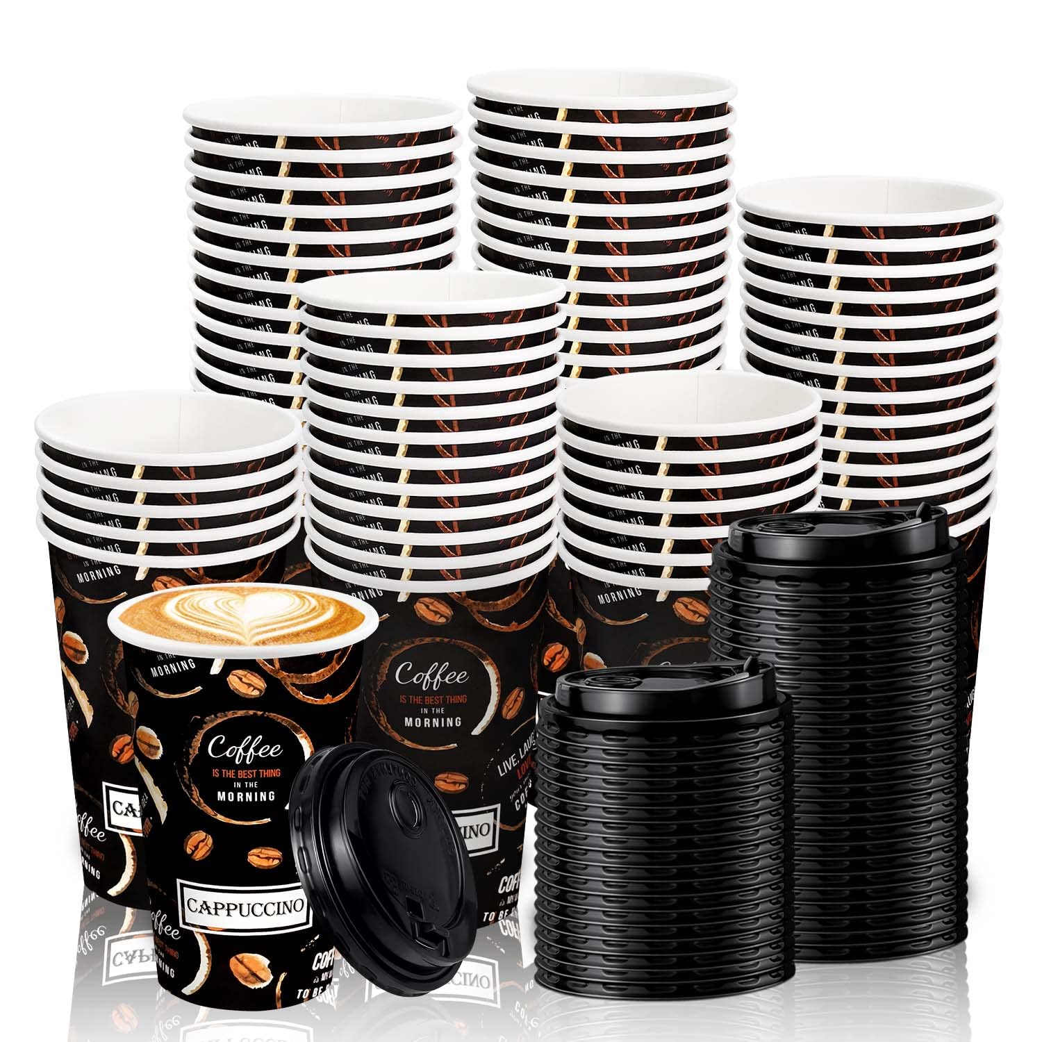 Buy 16 Oz.Disposable Paper Coffee Cup Set with Lids, 70 pack Insulated