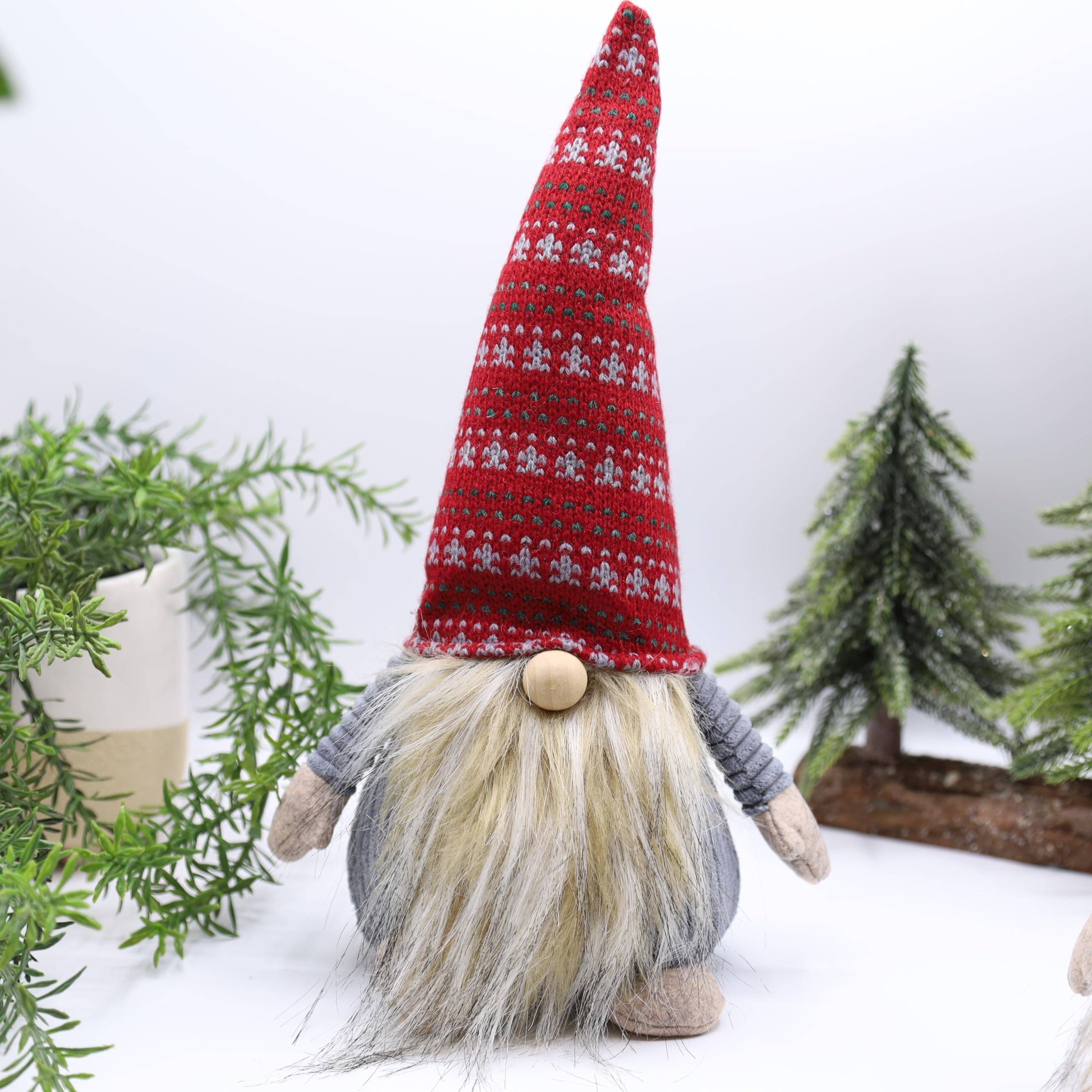 Fyne-Finds Fabric Christmas Gonks Plush Beard Nordic Xmas Gift Gonks Gnomes With Hat Holiday Decoration (Large)