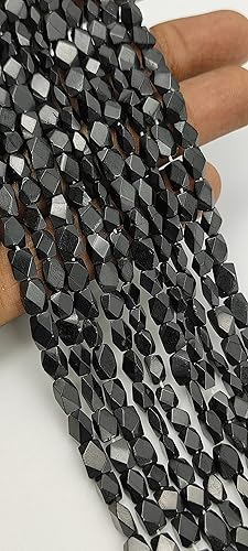 Miniatura 1 de "Hanumat Gems" - Lote de 2 hebras de espinela negra natural facetada ovalada, cuentas facetadas de espinela negra, cuentas ovaladas de espinela