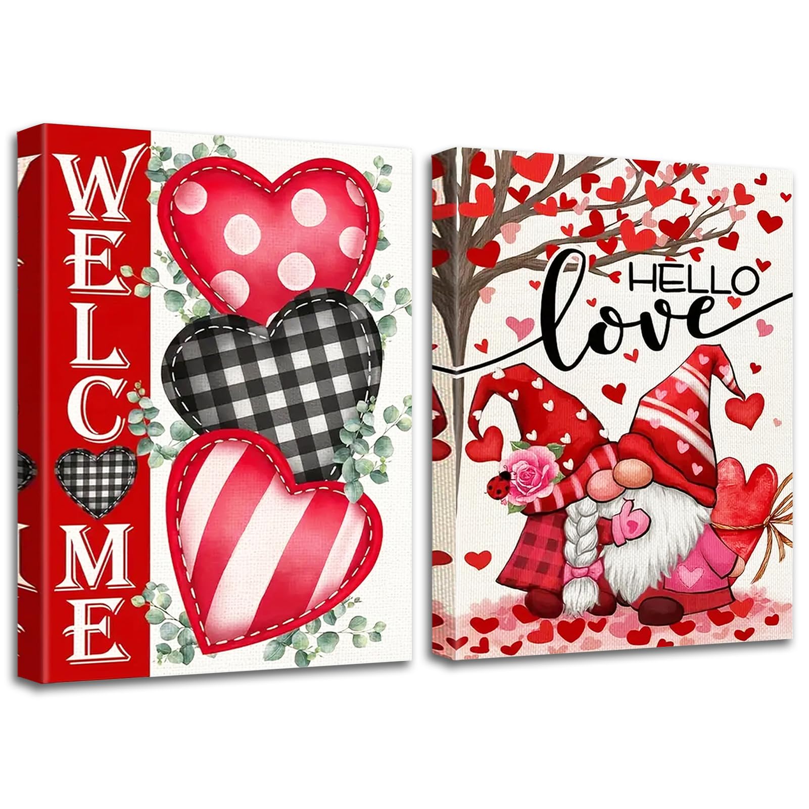 JATOK 2pcs Gnome Love Diamond Painting for Adults and Kids, Full Round Drill Cartoon Valentine's Day Present Gem Pictures Arts Paint by Number Kits Diamond Art Kits for Home Wall Decor 12X16in