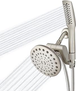 High Pressure Pulsating Shower Wand and Rain Shower Head Combo with Extra-Long 8-Foot Metal Hose, HairWand Pulse Spa System 12 Spray Modes for Hair and Body, Brushed Nickel