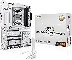 ASUS Placa mãe X870 MAX GAMING WIFI7 W AMD AM5 ATX, PCB branco de 8 camadas, 12+2+1 80A DrMOS, DDR5, PCIe 5.0 x16 Q-Release, 3x M.2, Wi-Fi 7 Q-Antenna, USB4® Type-C®, LAN 2,5 GB, BIOS FlashBack™, Aura