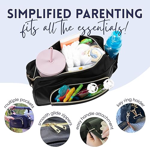 Miniatura 3 de Carrito universal para cochecito con portavasos, bolsa de pañales pequeña impermeable, organizador de cochecito con correas para el hombro, bolsa de