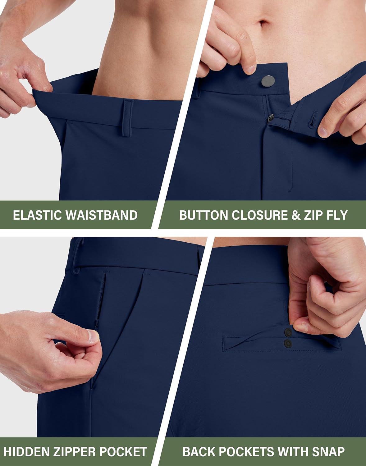 Mens Golf Dress Shorts 7 Inch Inseam Stretch Work Shorts Quick Dry Casual Lightweight Flat Front Shorts with 5 Pockets - Image 4