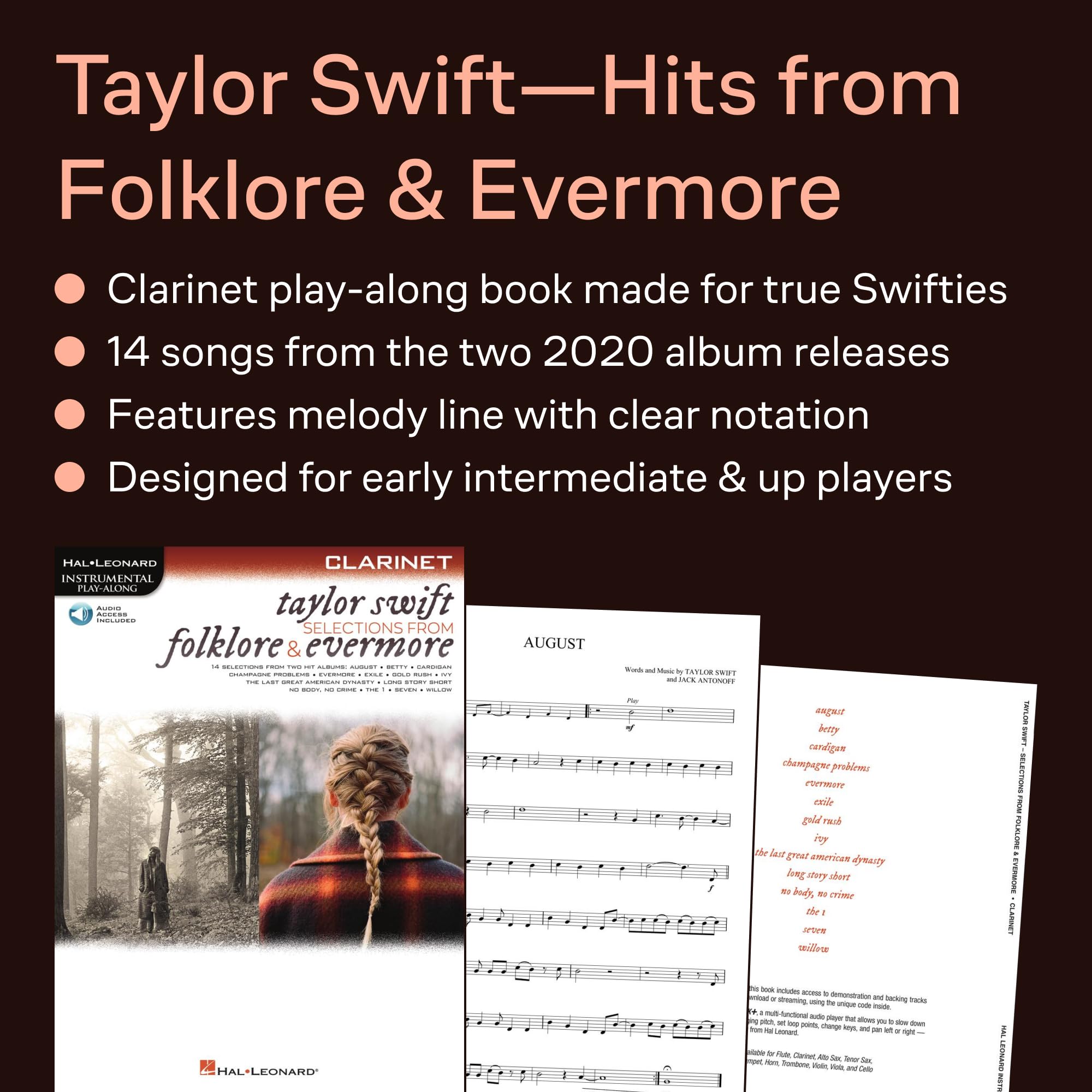 Taylor Swift - Selections from Folklore & Evermore: Clarinet Play-Along Book with Online Audio (Hal Leonard Instrumental Play-along)