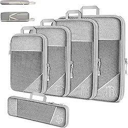 Kit de Organizadores de Mala, Organizador de Malas para Viagem, Organizador de Viagem com Compressão Expandíveis, 5 Peças